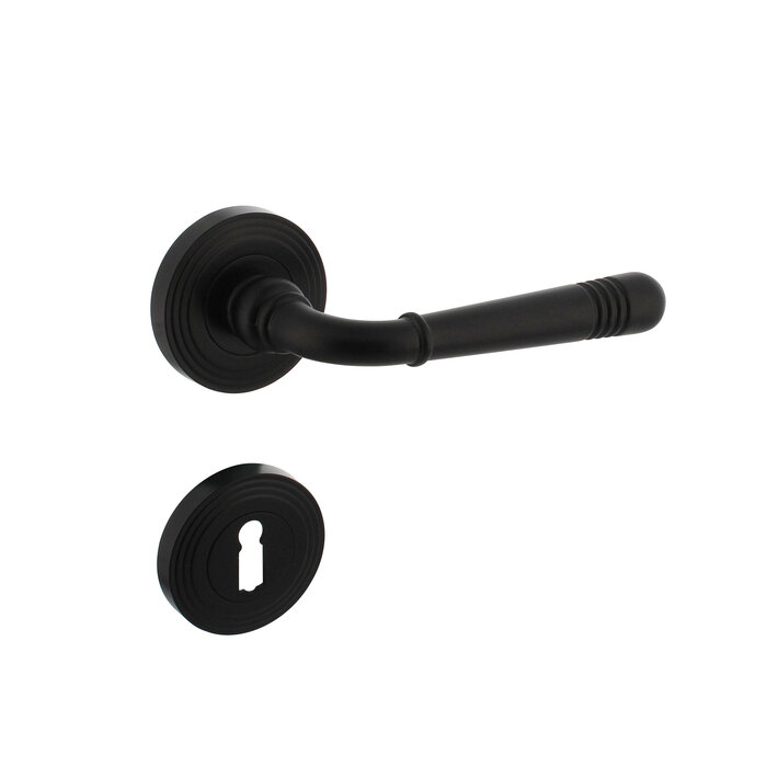 Intersteel Intersteel Door handle Helena on rosette Ø 54X9 mm - Matt black