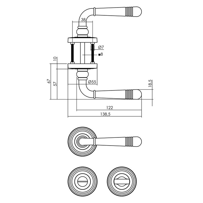 Intersteel Intersteel Türgriff Helena auf Rosette Ø 54X9 mm - Mattschwarz