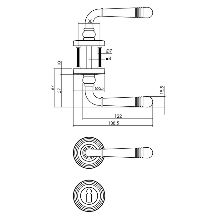Intersteel Intersteel Türgriff Helena auf Rosette Ø 54X9 mm - Mattschwarz