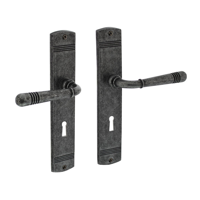 Intersteel Intersteel Deurkruk Helena op schild oud grijs