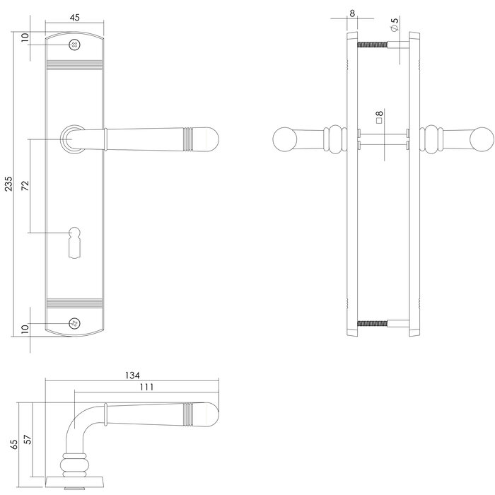 Intersteel Intersteel Door handle Helena on shield old gray