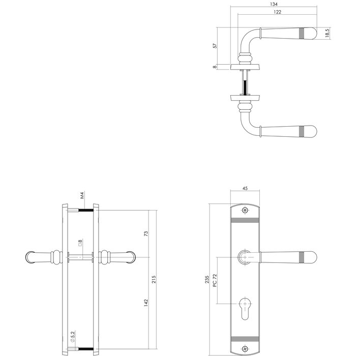 Intersteel Intersteel Door handle Helena on shield brass PVD