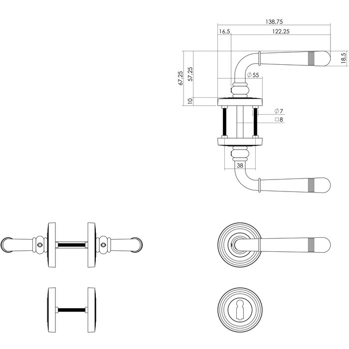 Intersteel Intersteel Poignée de porte Helena sur rosace Ø 55x10 mm laiton laqué PVD