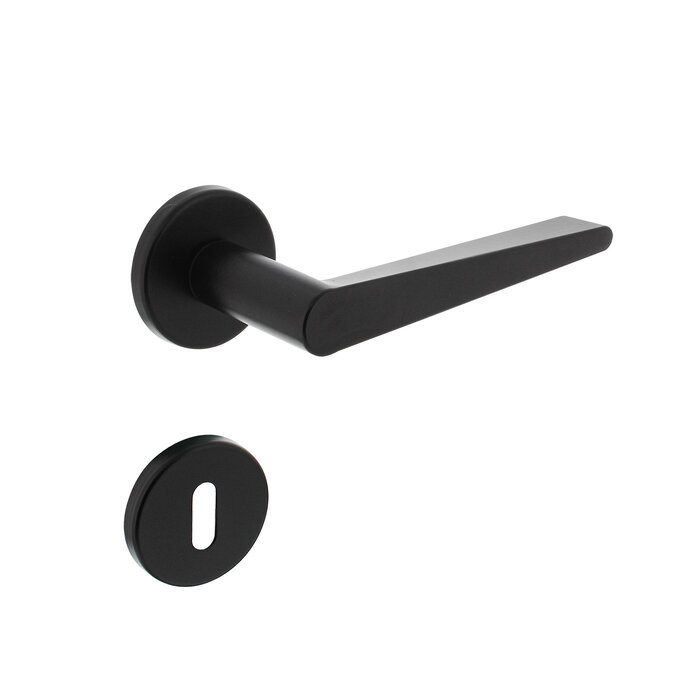 Intersteel Poignée de porte Intersteel noire TIGA sur rosace ronde Ø 49 x 7 mm