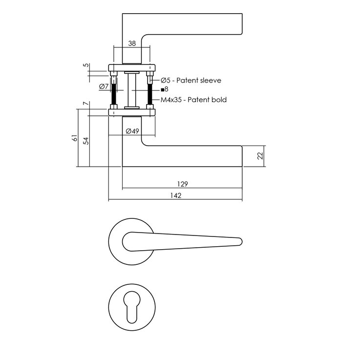 Intersteel Intersteel-Türgriff TIGA auf runder Rosette anthrazitgrau
