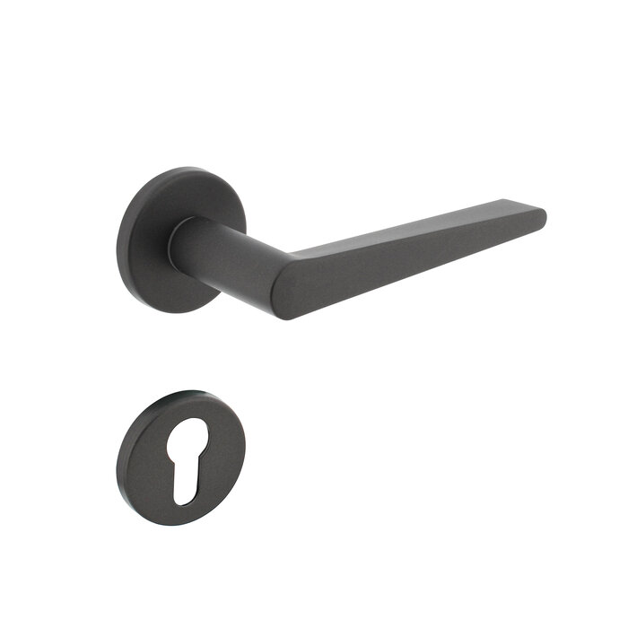 Intersteel Intersteel door handle TIGA on round rosette anthracite gray