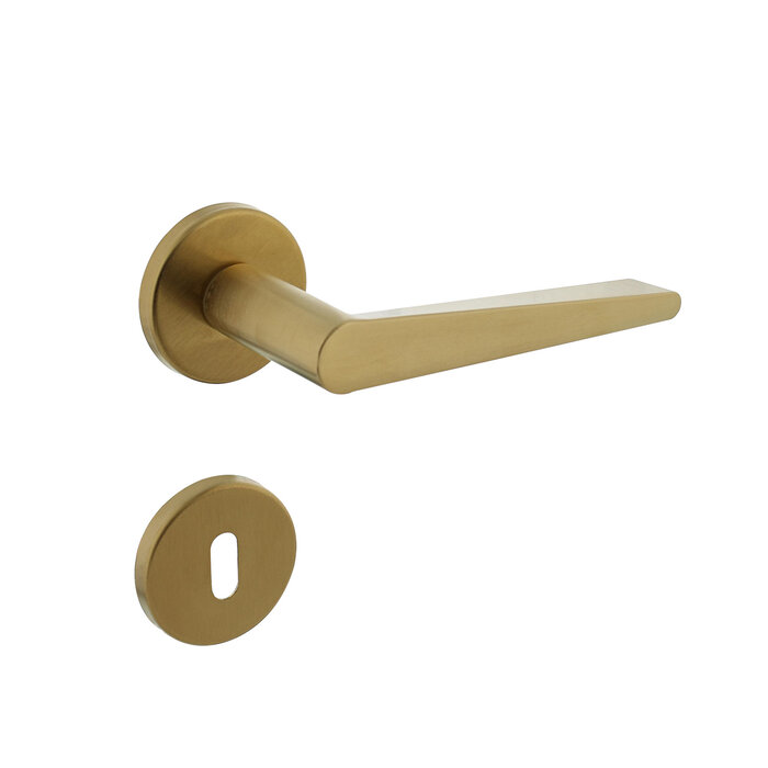 Intersteel Intersteel door handle TIGA on round rosette brass matt titanium PVD