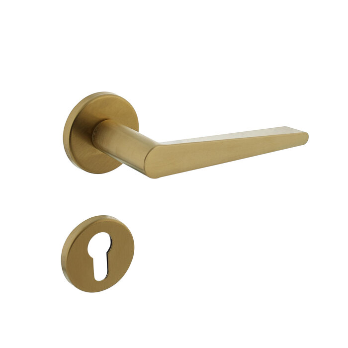 Intersteel Poignée de porte Intersteel TIGA sur rosace ronde laiton titane mat PVD