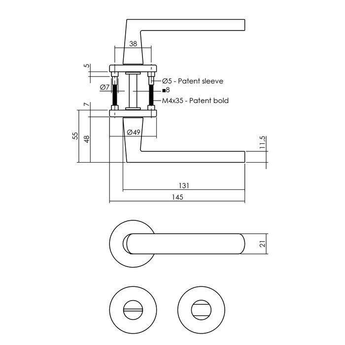 Intersteel Poignée de porte Intersteel noire SORA sur rosace ronde Ø 49 x7 mm