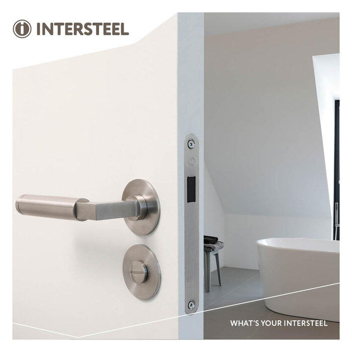 Intersteel Poignée de porte en acier inoxydable ressort Bau-Stil sur rosace magnétique ronde d'Intersteel