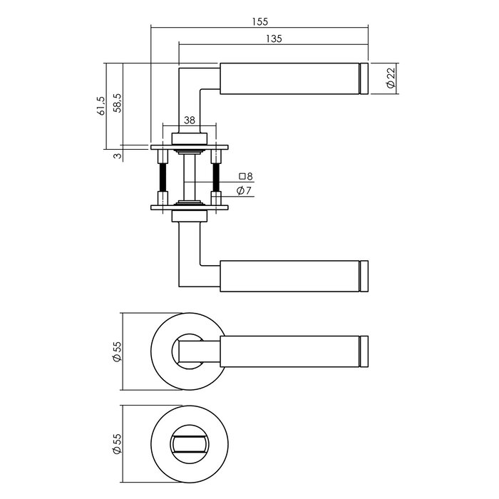 Intersteel Poignée de porte en acier inoxydable ressort Bau-Stil sur rosace magnétique ronde d'Intersteel