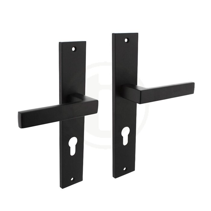 Intersteel Zwarte Intersteel deurklinken 'Hera' op lang schild 245 x 45 mm