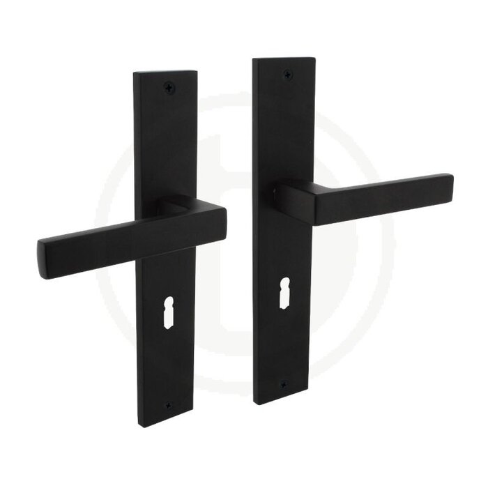 Intersteel Black Intersteel door handles 'Hera' on long shield 245 x 45 mm
