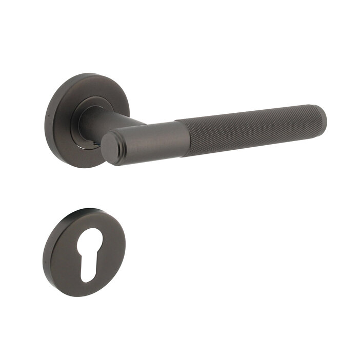 Intersteel Intersteel Door handle Rombo on round rosette Ø53x8 mm anthracite gray