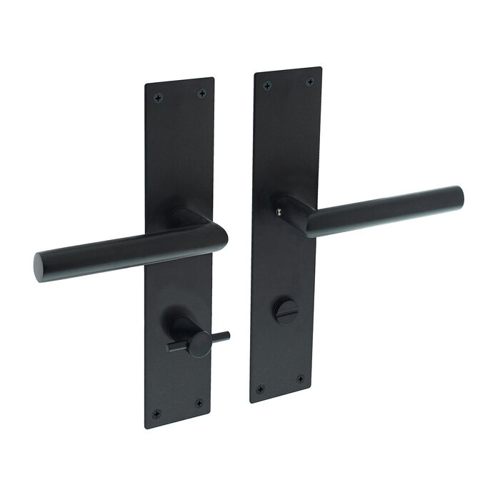 Intersteel Door handle pair 'Jura' on renovation plate 2mm matt black