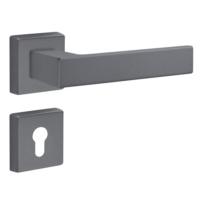 Fimet Poignées de porte Kubo gris anthracite sur rosace carrée
