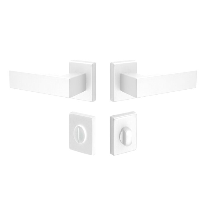 Fimet White door handles Kubo on square rosette