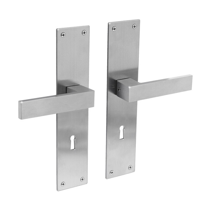 Intersteel  Intersteel deurklink 'Amsterdam' met renovatieschild RVS geborsteld