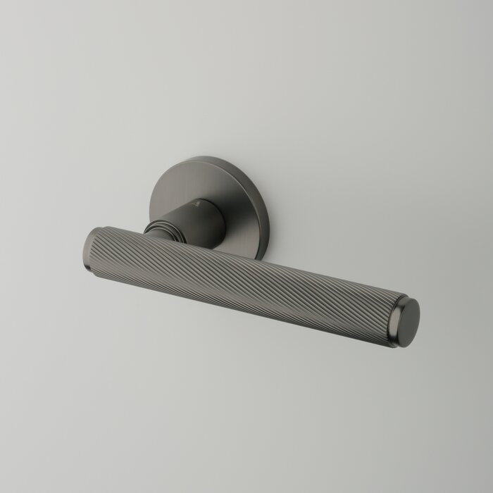 Aprile Solid Aprile door handles KERRIA on round rosette in graphite color