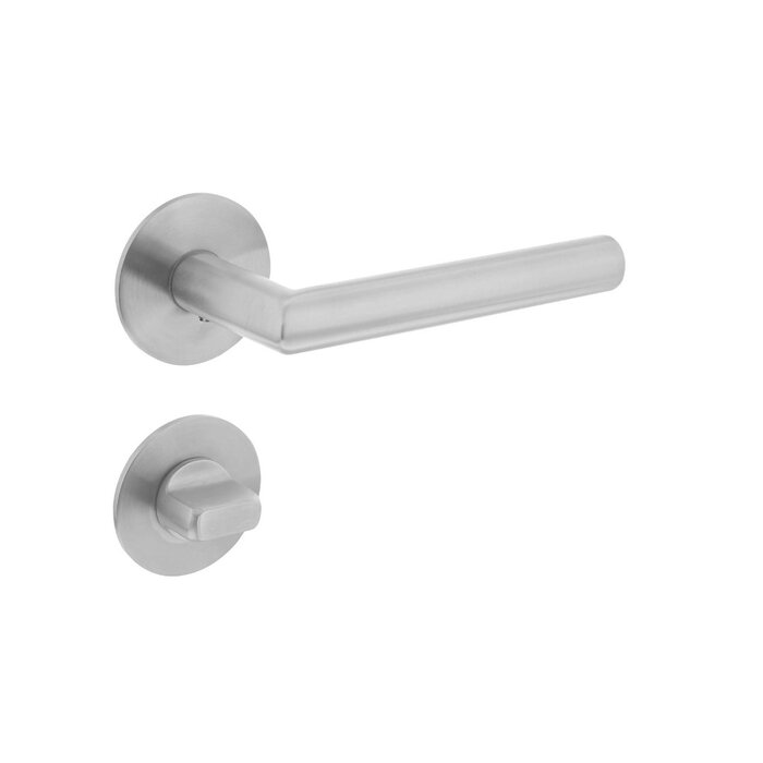 Intersteel Stainless steel door handles 90° angle sprung on round magnetic rosettes