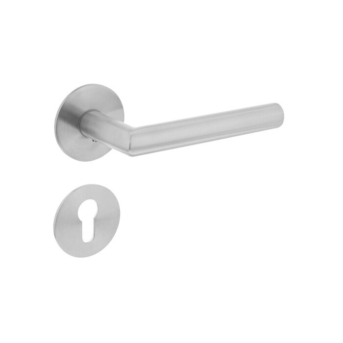 Intersteel Poignées de porte inox 90° à ressort sur rosaces magnétiques rondes