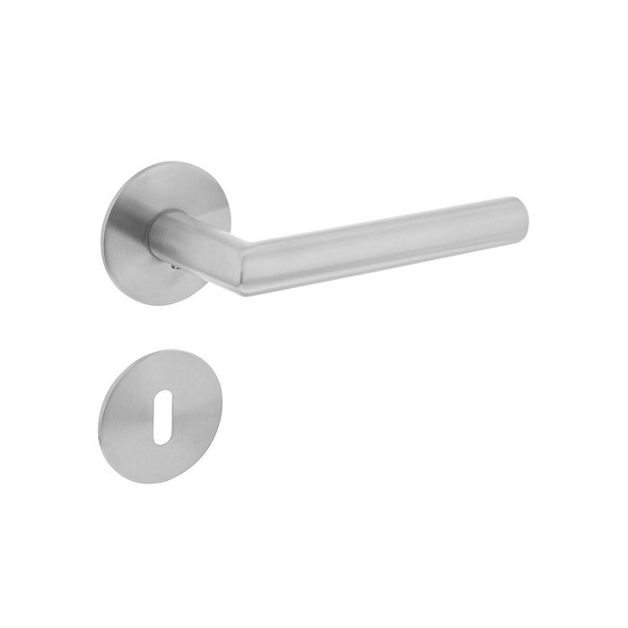 Intersteel Stainless steel door handles 90° angle sprung on round magnetic rosettes
