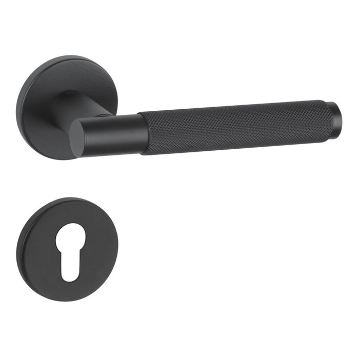Fimet Black solid door handles Marion 1444