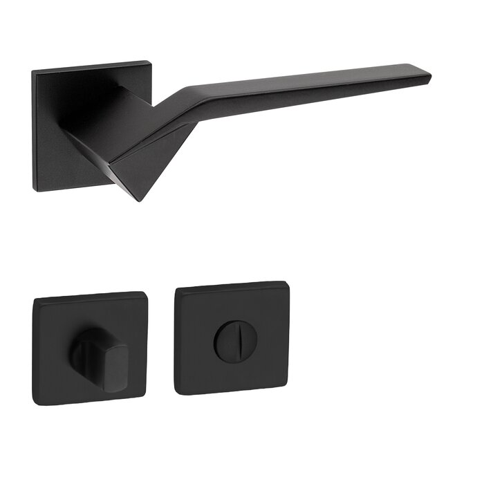 Fimet Black door handles 'Origami' on square rosette