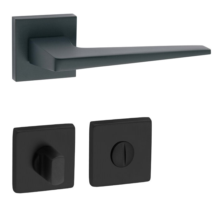 Fimet Black door handles 'Flake' on a square rosette