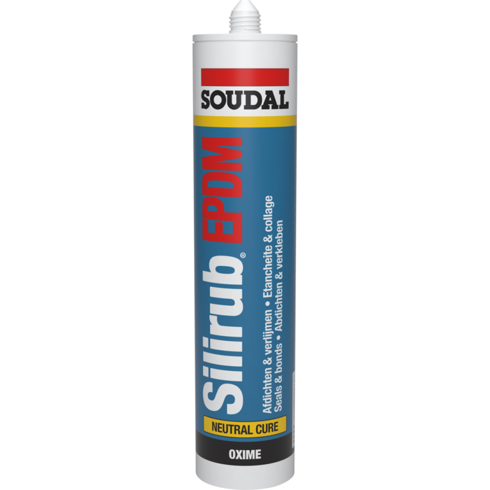 SOUDAL Tube de 300 ml de Silirub EPDM noir pour l'étanchéité des applications EPDM (15 pièces)