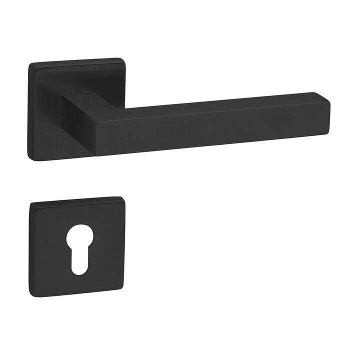 Fimet Poignées de porte noires Autriche 19mm sur rosace carrée