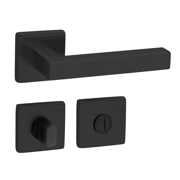 Fimet Schwarze Türgriffe Österreich 19mm auf quadratischer Rosette