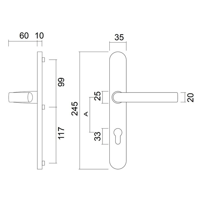 HDD Sicherheitsset auf ovalem Schild – Hocker und Hocker – Edelstahl