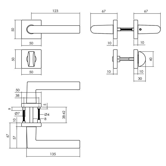 Intersteel Intersteel Deurkruk Broome op vierkant rozet aluminium zwart