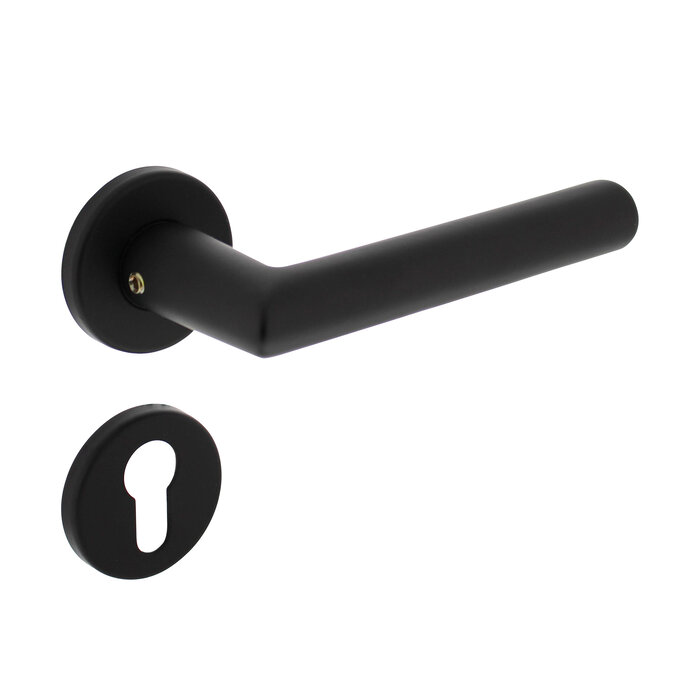 Intersteel Intersteel door handle 'Broome' on round rosette aluminum - black