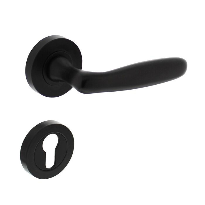 Intersteel Poignées de porte 'Bjorn' sur rosace ronde avec cames - noir