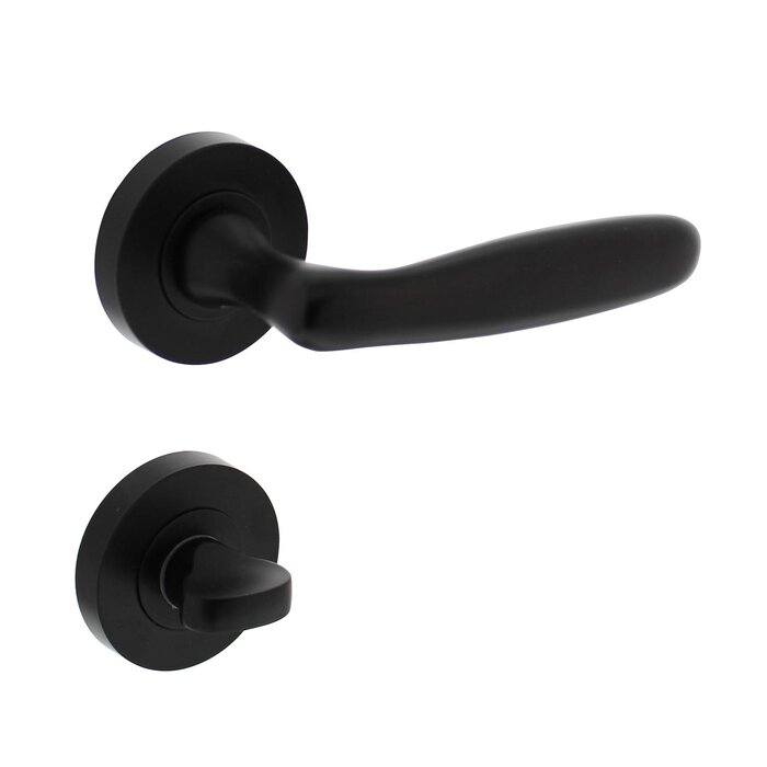 Intersteel Door handles 'Bjorn' on round rosette with cams - black