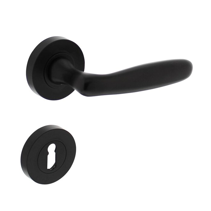 Intersteel Door handles 'Bjorn' on round rosette with cams - black
