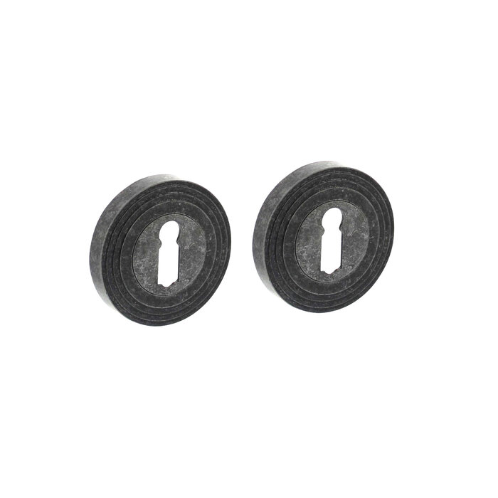 Intersteel Paire de rosaces Intersteel avec trou de serrure ronde vieux gris