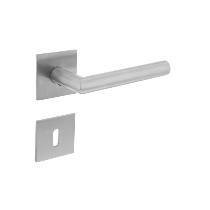 Intersteel Intersteel Door handle 'Jura' on square magnetic rosette brushed stainless steel