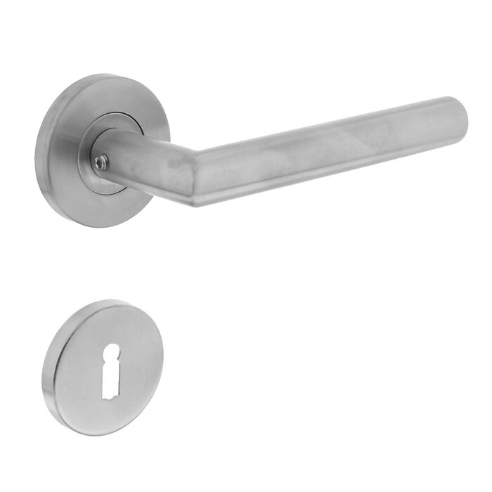 Intersteel Intersteel Door handle 'Jura' on a round rosette in brushed stainless steel