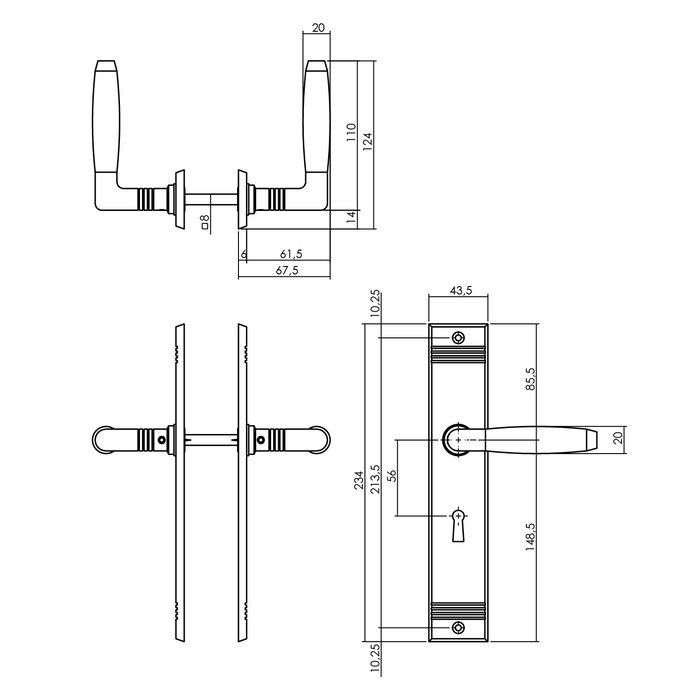Intersteel Poignée de porte Intersteel Ton Basic avec bouclier en nickel