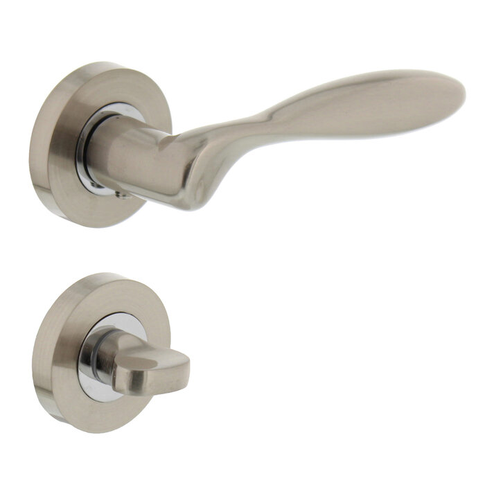 Intersteel Intersteel Door handle 'George' on round rosette nickel matt