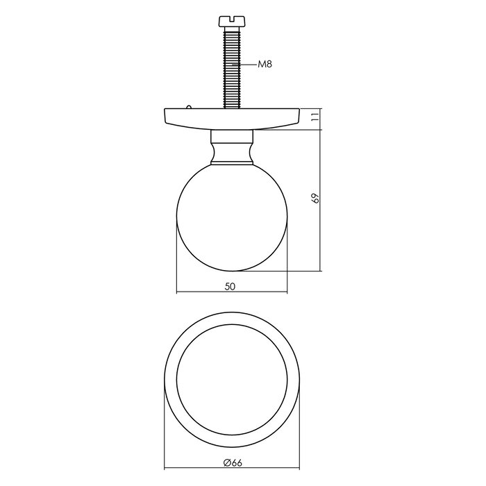 Intersteel  Intersteel Front door knob brass tumbled on round back plate Ø50