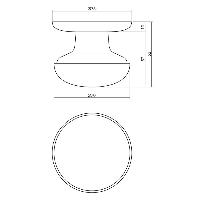 Intersteel  Intersteel Front door knob brass tumbled on round back plate Ø70