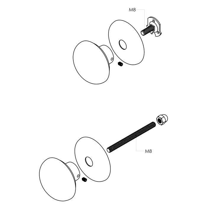 Intersteel  Intersteel Vordertürknauf aus Messing getrommelt auf runder Rückplatte Ø70