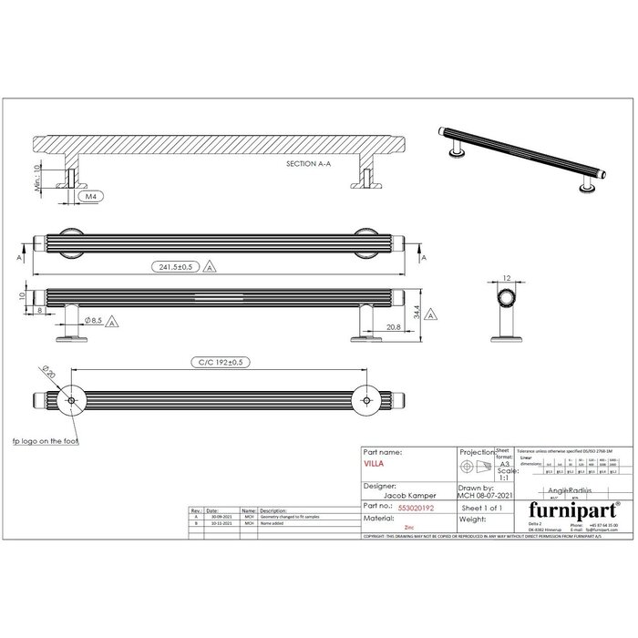 Furnipart Furnipart meubelgreep 'VILLA'  in antiek bruin