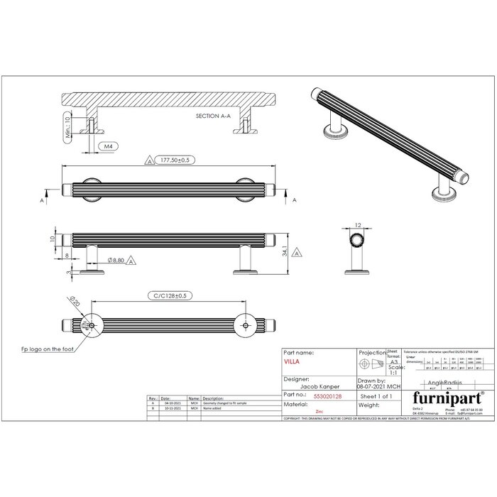 Furnipart Poignée de meuble Furnipart 'VILLA' en marron antique