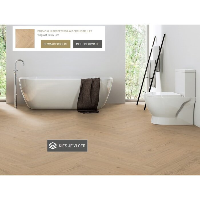 Douwes Dekker PVC Laminate from Douwes Dekker - Click wide herringbone Ambitious 4mv (7 mm | 72 x 18 cm) - Crème brûlée