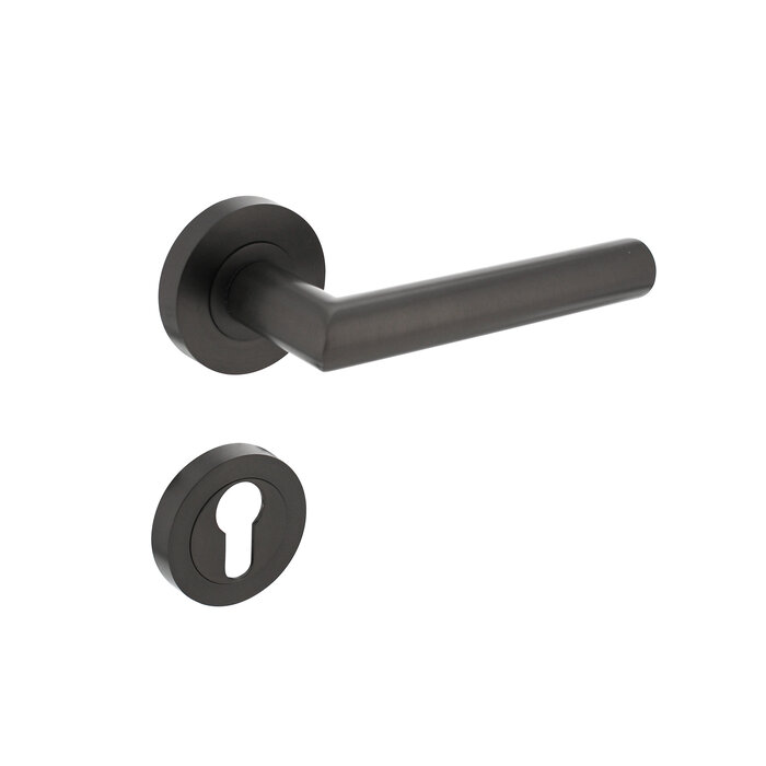 Intersteel Poignée de porte Intersteel Bastian sur rosace ronde - gris anthracite